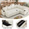 Sectional Sofa Versatile Sofa Bed Sofa Sleeper U - Shaped Sofa With Ample Storage Space, 2 Cup Holders And Charging Ports For Living Room - Beige - Image 6