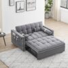 Modern Convertible Sleeper Sofa Couch With Pull Out Bed With Pillows & Side Pockets For Small Space, Living Room - Gray - Image 4