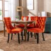 Nikki - Modern, High-End Tufted Solid Wood Contemporary Velvet Upholstered Dining Chair With Wood Legs Nailhead Trim (Set of 2) - Orange - Image 15