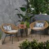 Cordella - Outdoor Woven Wicker Chairs With Cushions, (Set of 2) - Brown / Beige - Image 5