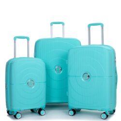 Expandable Hardshell Suitcase Double Spinner Wheels Pp Luggage Sets Lightweight Durable Suitcase & Tsa Lock, 3 Piece Set (20/24/28) - Lake Blue