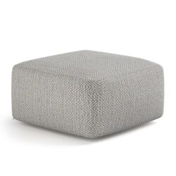 Nate - Square Pouf - Patterned Gray Melange