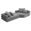 Oversized Modular Sectional Sofa, Luxury Boucle Floor Couch Set, Convertible Sleeper Couch, Spacious Foam-Filled Sofa Bed, 2 Piece Free Combination - Gray - Image 3