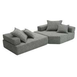 Oversized Modular Sectional Sofa, Luxury Boucle Floor Couch Set, Convertible Sleeper Couch, Spacious Foam-Filled Sofa Bed, 2 Piece Free Combination - Gray
