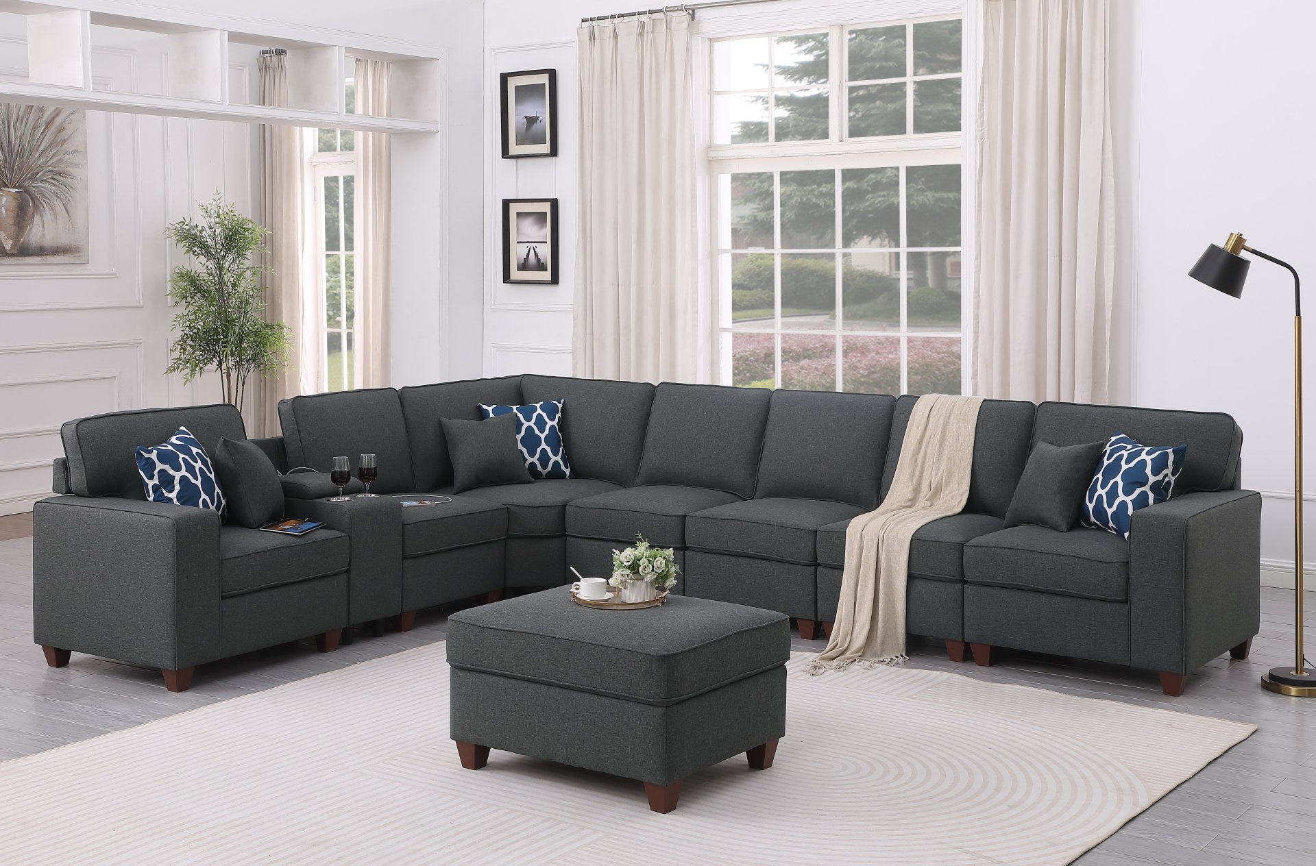 Hannah - Sectional Sofa With Ottoman - Dark Gray - Image 3