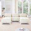 Elegant 3 Seater Sofa With Movable Ottomans And Lumbar Pillow - Beige - Image 19