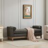 Elegant Upholstered Bench, Daybed, Ottman With Wood Legs & 2 Bolster Pillows For Bedroom, Living Room, Entryway - Gray - Image 4