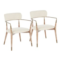 Savannah - Contemporary Chair (Set of 2) - White Washed / Cream / Copper