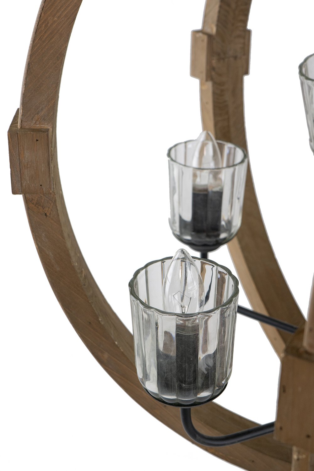 9 Light Globe Chandelier, Wood Chandelier Hanging Light Fixture With Adjustable Chain For Kitchen, Bulb Not Included - Brown - Image 12