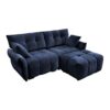 Modern Fabric 2 Seater Sofa With Ottoman Minimalist Design - Blue - Image 17