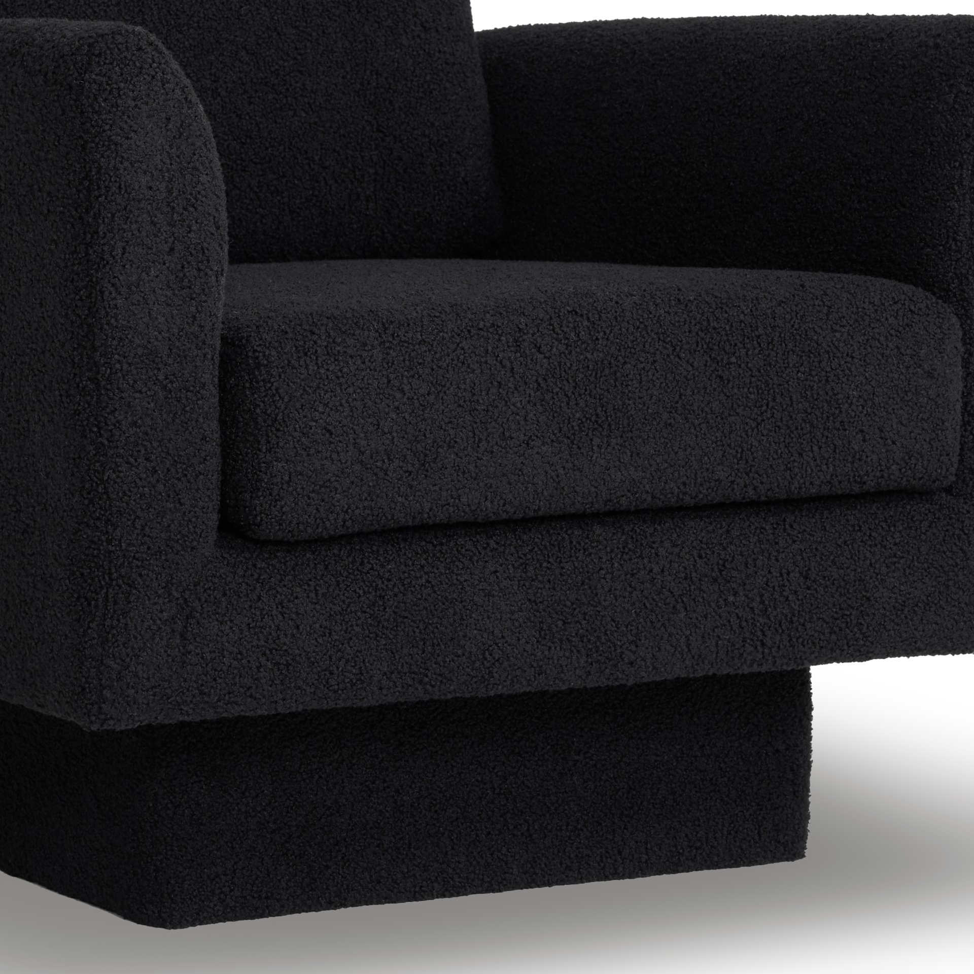 360° Modern Swivel Accent Chair Round Armchair, Thick Padded Single Lounge Sofa Upholstered Comfy - Black - Image 17