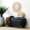 Modern Upholstered Storage Ottoman Bench With Seating - Dark Blue - Image 4