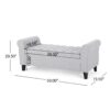 Hayes - Contemporary Armed Storage Bench With Button Tufting And Rolled Arms - Light Gray - Image 3