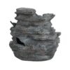 4 Tiered Rock Waterfall Fountain With LED Lights, Outdoor Garden Decor, Weather Resistant - Gray - Image 9