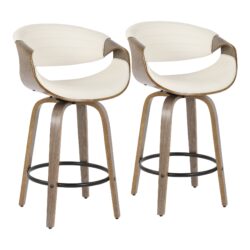 Symphony - Mid-Century Modern Counter Stool (Set of 2) - Light Gray / White