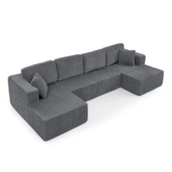 Modern Minimalist Style U Shape Modular Sectional Sofa Sleeper - Gray