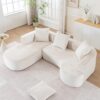 Modular Sectional Sofa With L Shape Chaise, Cloud Sectional Modern Sleeper Couch With Deep Seat, Sponge Compression Sofas - Beige - Image 6