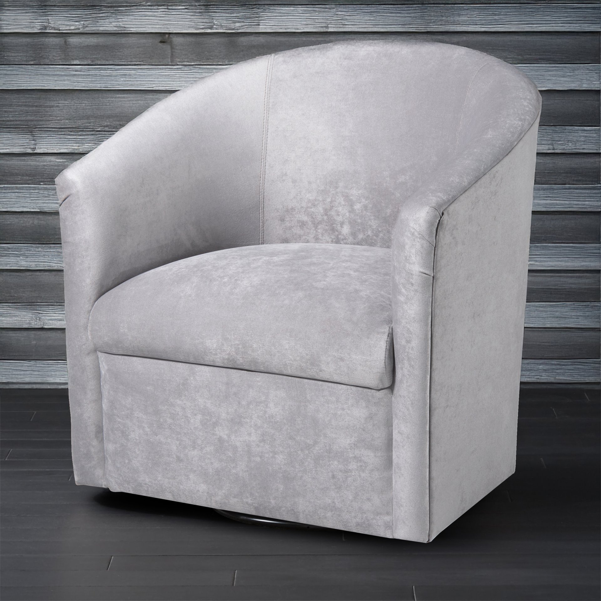 Eden - Swivel Chair With Microfiber Upholstery And Hardwood Frame - Silver - Image 2