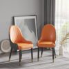 Modern Sponge-Filled Dining Chair, Solid Wood Metal Legs, Suitable For Restaurants, Living Rooms And Rooms (Set of 2) - Orange / Dark Brown - Image 3