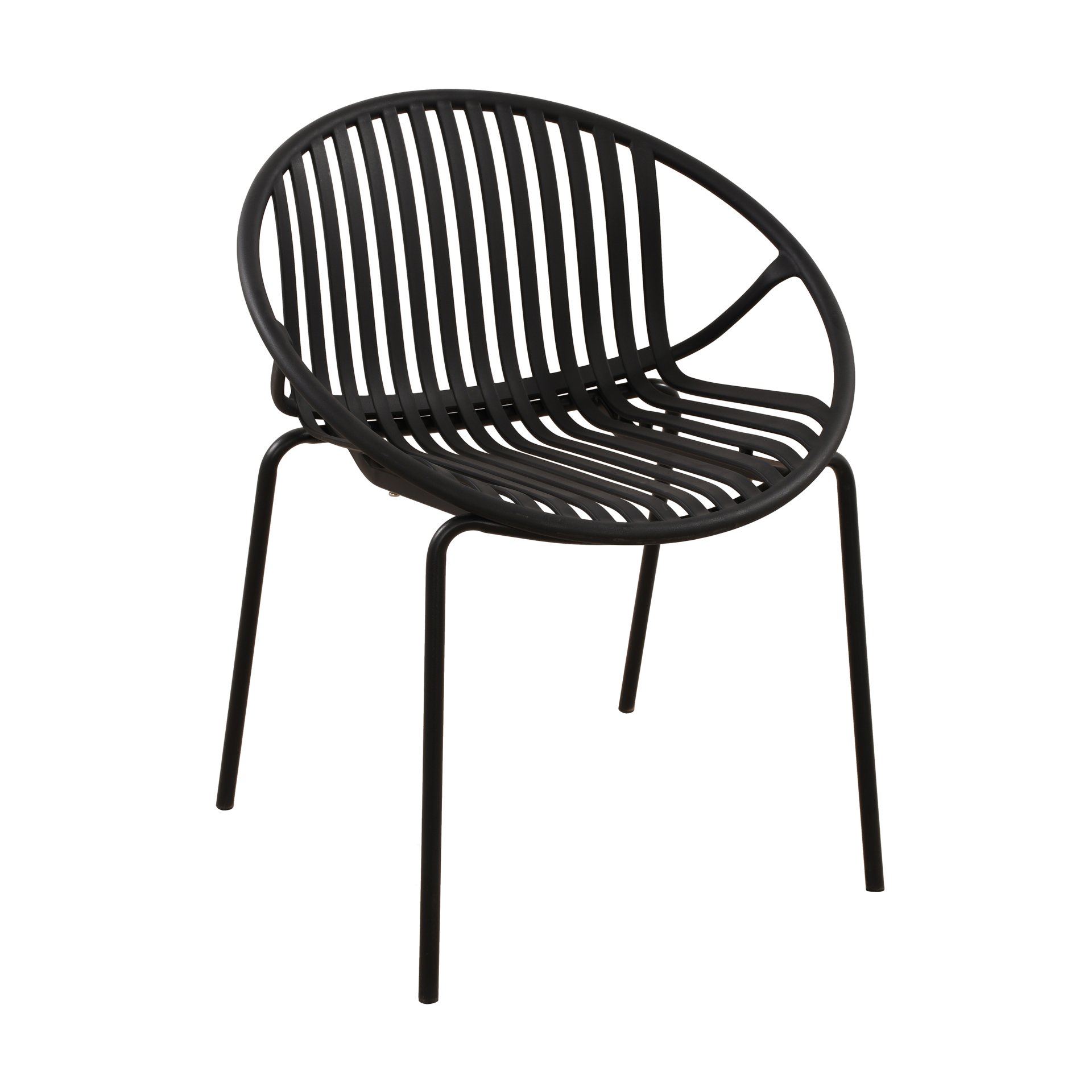 Modern Simple Art Style Patio Dining Chairs With Breathable Design, Metal Legs And Plastic Backrest (Set of 2) - Black - Image 9