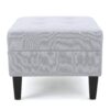 Contemporary Ottoman Footstool With Tufted Upholstery - Light Gray - Image 8