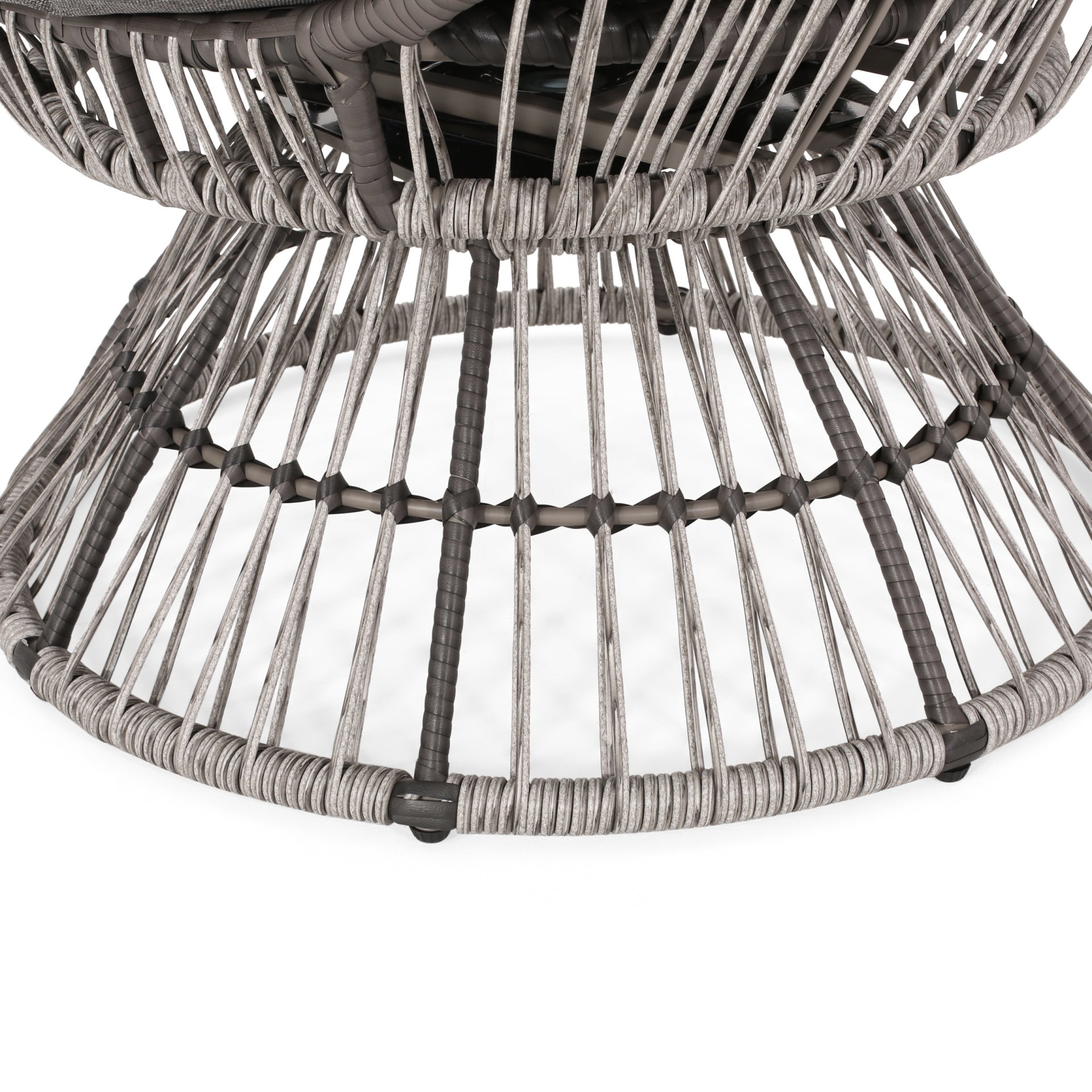 Berkshire - Outdoor Wicker Swivel Egg Chair With Water Resistant Cushions - Gray - Image 10