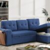 3 Piece Upholstered Sleeper Sofa - Blue - Image 17