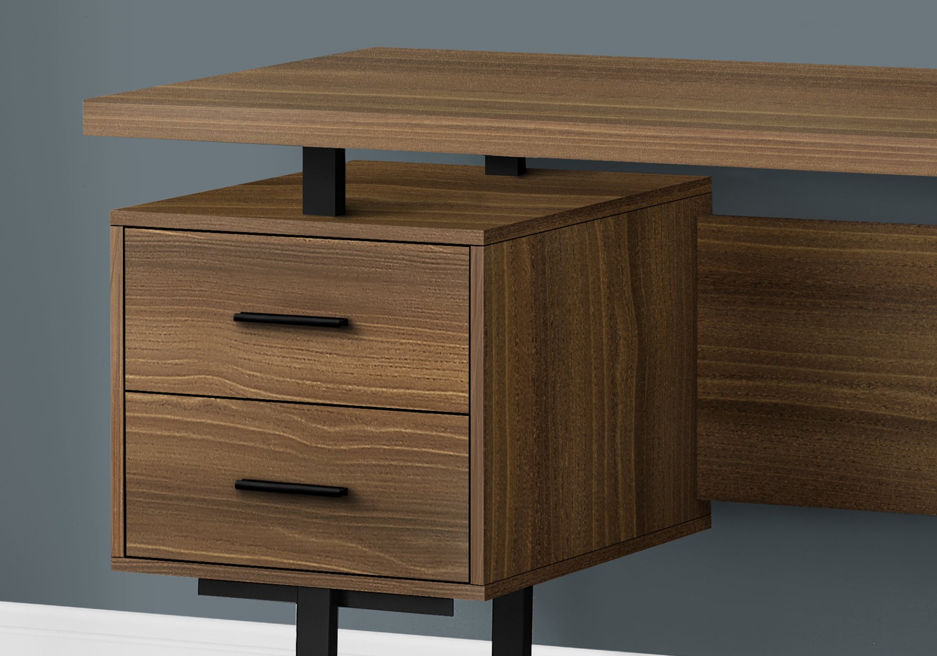 Computer Desk For Home Office, Laptop, Left, Right Set - Up, Storage Drawers, Contemporary & Modern - Walnut - Image 2