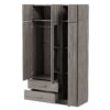 Modern 3 Door Mirror Wardrobe With 2 Drawers And Top Cabinet - Gray - Image 3