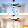 Modern Ceiling Fan With 3 Color Dimmable Light 5 Blades Remote Control Reversible Dc Motor For Bedroom - Black - Image 8