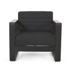 Giovanna - Club Chair Set With Aluminum Frame And Water Resistant Cushions - Black