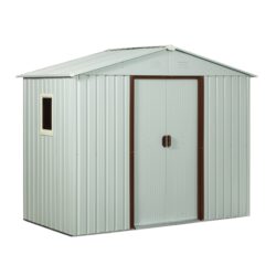 88.98" Outdoor Metal Storage Shed With Window - White