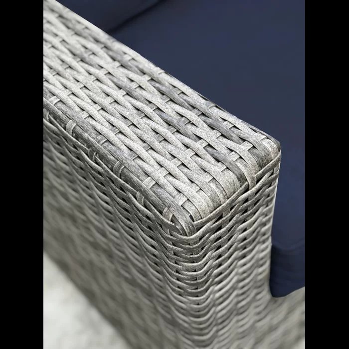Stylish Rattan Wicker 6 Person Seating Group With Premium Sunbrella Cushions Perfect For Outdoor Entertaining - Dark Gray / Navy Blue - Image 15