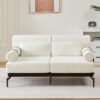 Modern Loveseat Sofa 59" Couch With Flexible USB Ports, Unique Cylindrical Armrests - Beige - Image 6