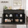 Vintage Sideboard With 2 Drawers And Four Doors For Living Room, Bedroom, And Kitchen, Room Storage Cabinet - Black Brown - Image 5