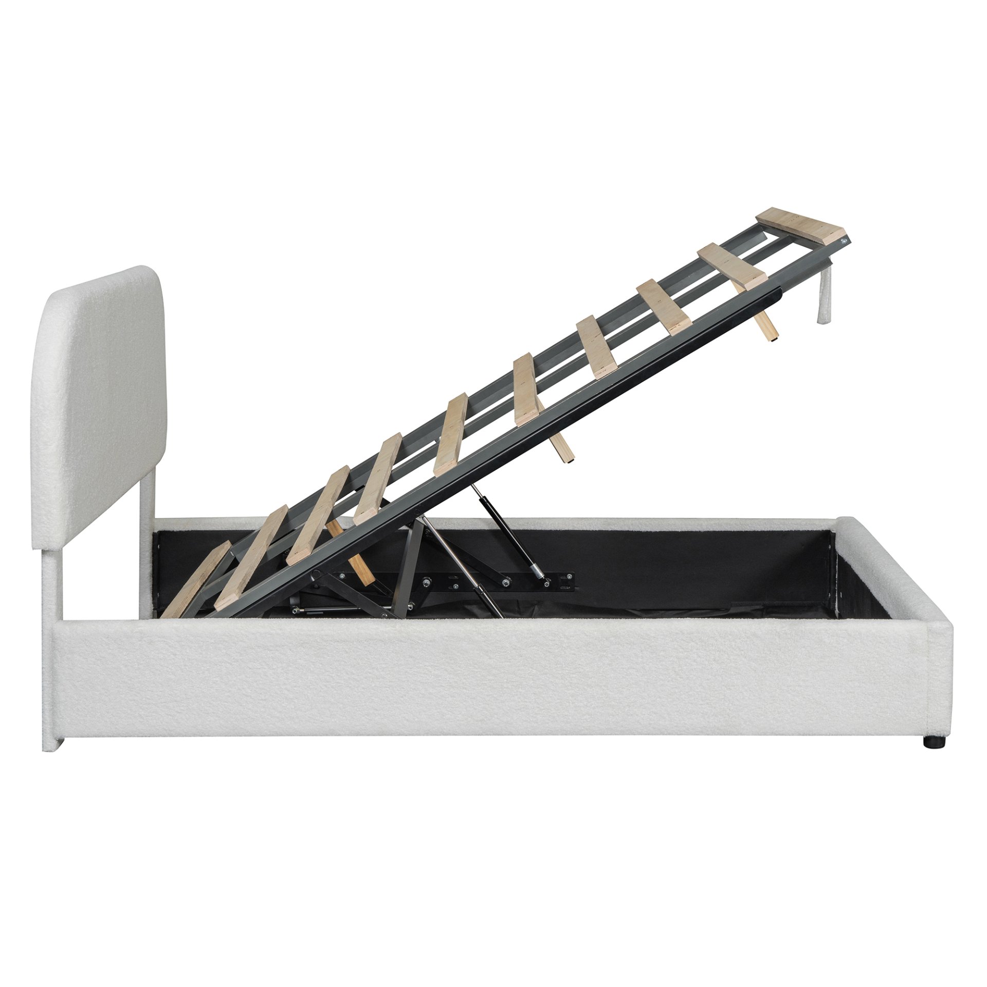 Full Size Upholstered Platform Bed With Hydraulic Storage System - White - Image 15