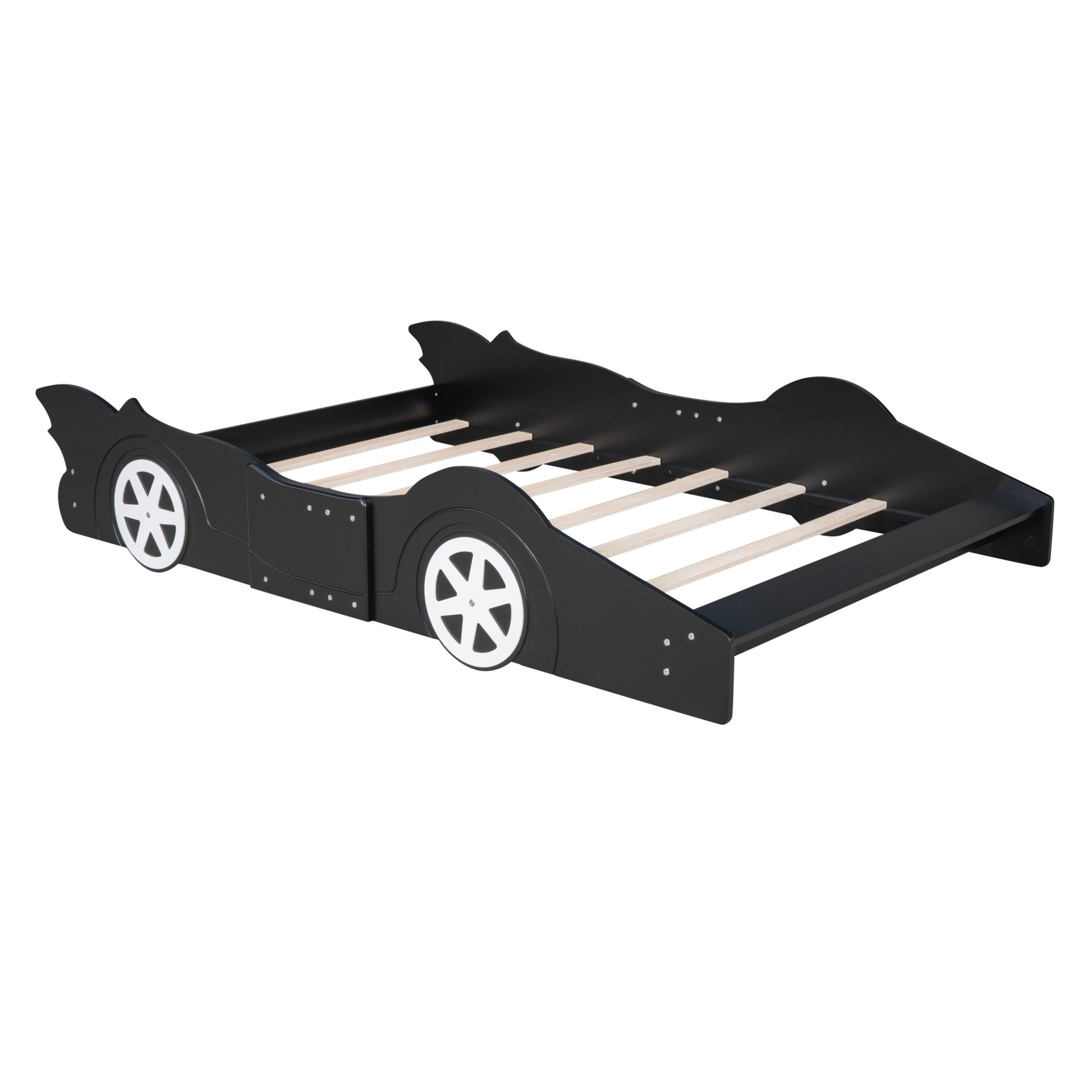 Full Size Race Car Shaped Platform Bed & Wheels - Black - Image 4