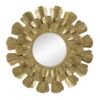 Round Metal Mirror With Trumpet Vine Motif - Gold - Image 2
