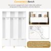 Modern Large Storage Hall Tree With Bench, Luxurious Coat Rack With 6 Hooks And Legs For Entryway, Living Room - White / Gold - Image 6