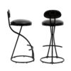 Bar Stools Upholstered Counter Height Barstools For Kitchen Island (Set of 2) Modern Leather Dining Chairs With Footrest - Black - Image 7