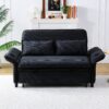 Modern Fabric Multi Functional Sofa Bed With Adjustable Armrests And Backrests Letter Striped Design Frame - Black - Image 10