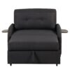3 In 1 Pull Out Sofa Sleeper With Wing Table And USB Charge - Black - Image 10