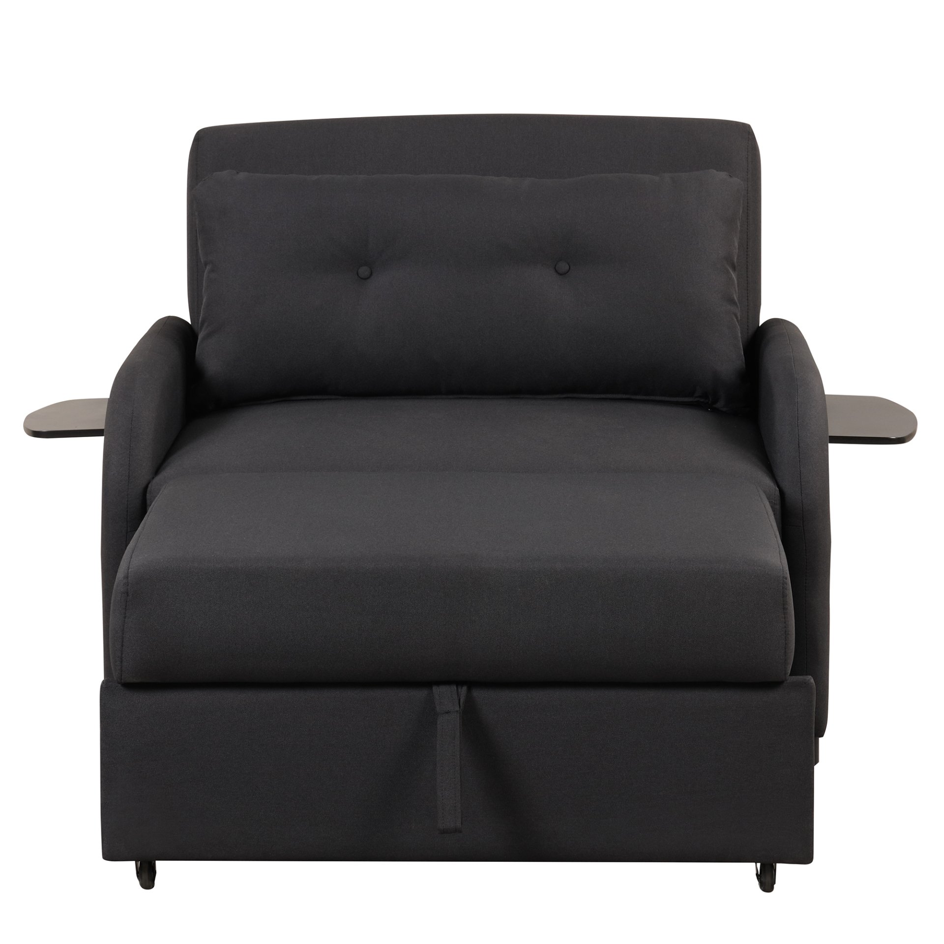 3 In 1 Pull Out Sofa Sleeper With Wing Table And USB Charge - Black - Image 10