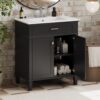 Bathroom Vanity With Ceramic Basin, Soft Close Door And Adjustable Shelves - Black - Image 3