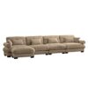 Modern Velvet L Shaped Sectional Cloud Sofa Convertible 4 Seater Couch With Waist Pillows - Camel - Image 12
