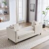 Wide Modern Double Sided Upholstered Chaise Lounge, Sleeper Sofa - Beige - Image 3