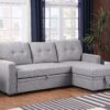 Upholstered Pull Out Sectional Sofa With Chaise - Light Gray - Image 12