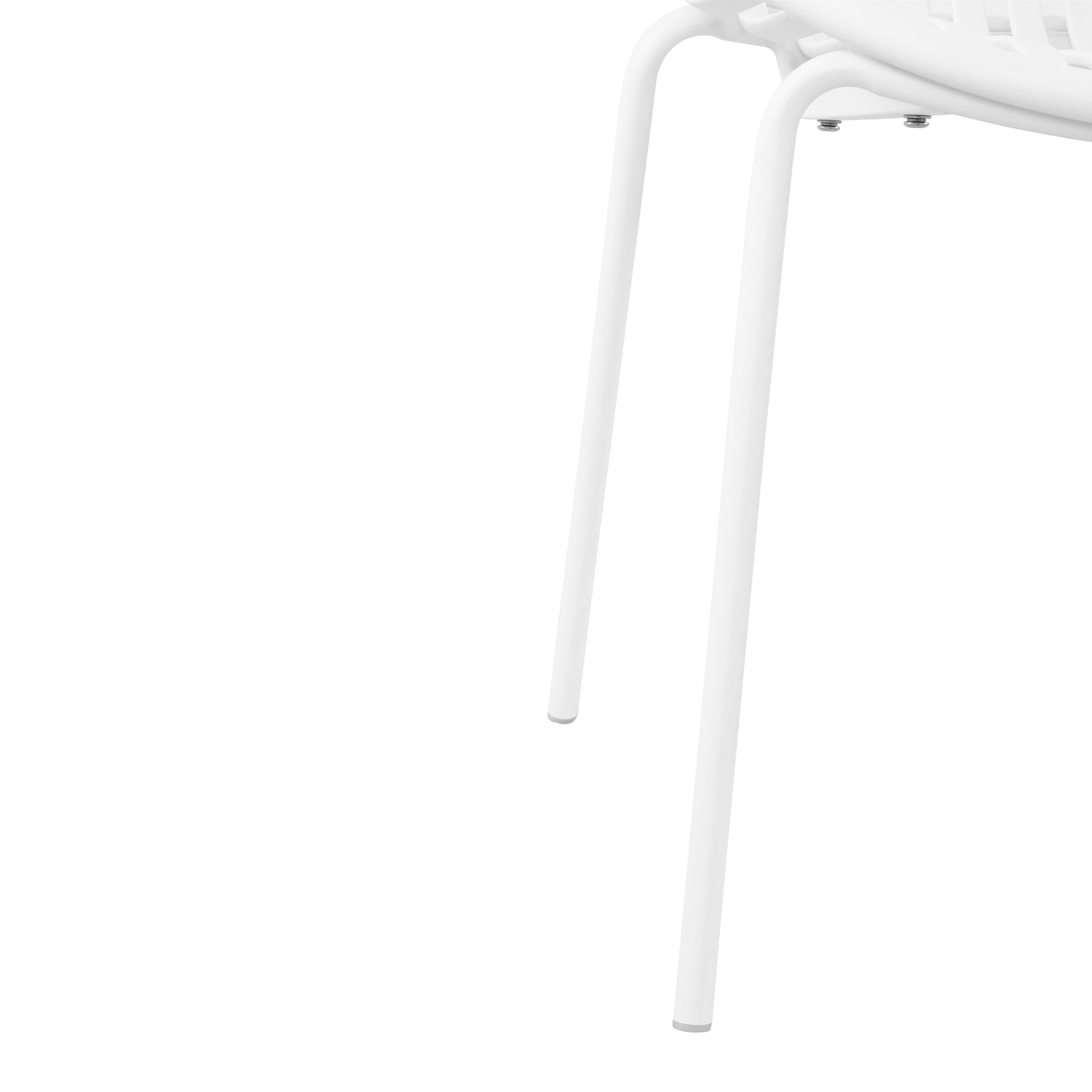 Modern Simple Art Style Patio Dining Chairs Stackable With Breathable Design, Metal Legs And Plastic Backrest (Set of 2) - White - Image 16