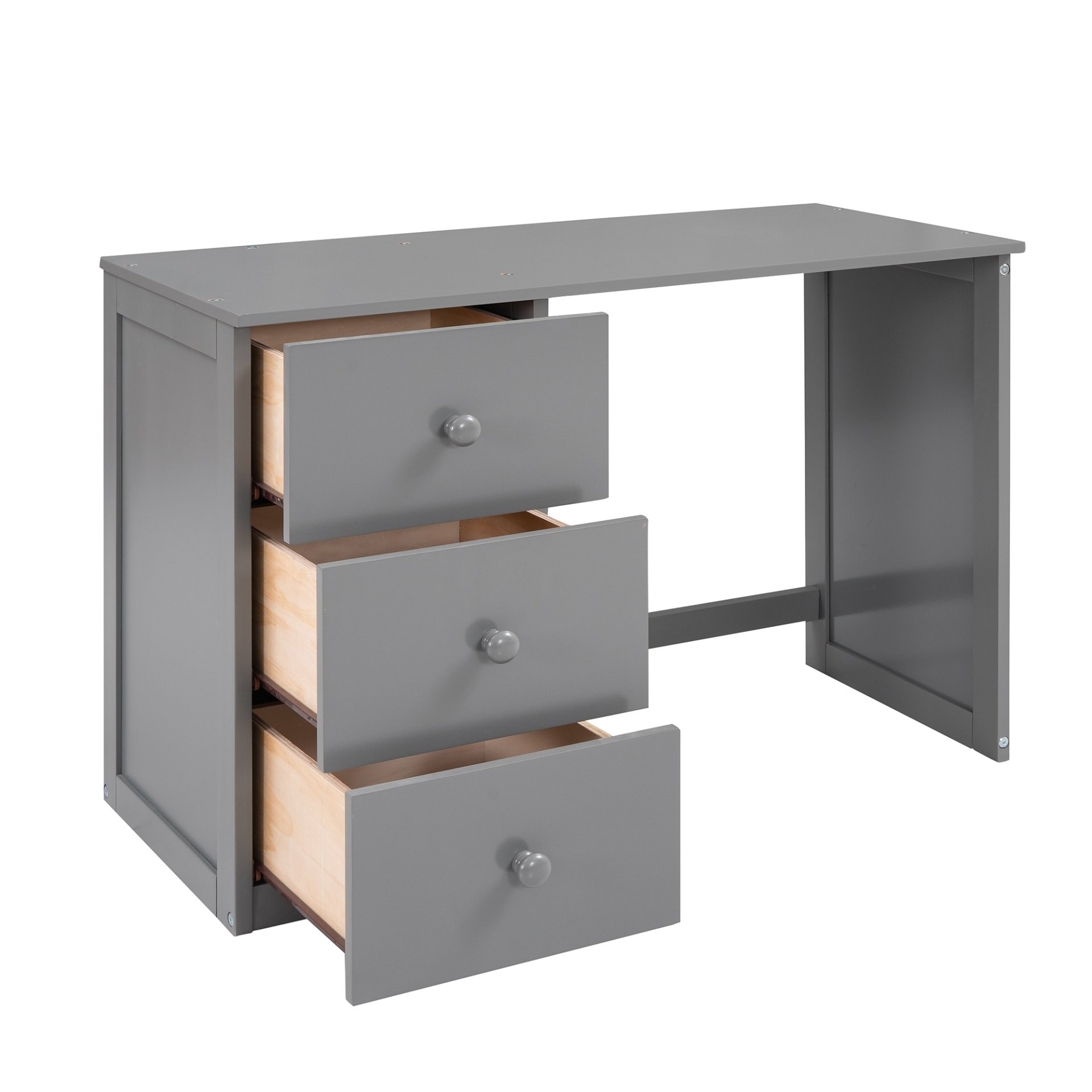 Twin Size Loft Bed With Drawers, Desk, And Wardrobe - Gray - Image 14