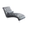 Velvet Chaise Lounge Indoor, Button Tufted Upholstered Chaise Lounge Chair With Pillow - Silver - Image 12